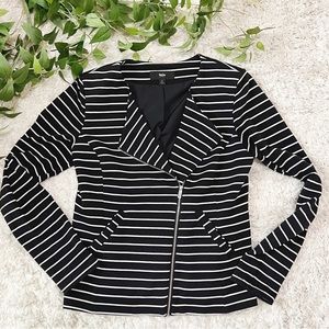 Mossimo Black & White Striped Moto Blazer Size Small